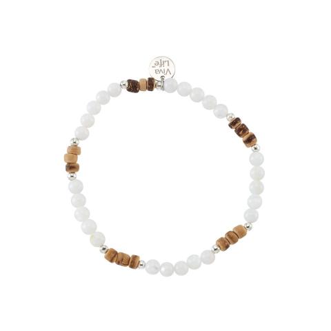 Mother of Pearl & Coco Bead Stretch Bracelet