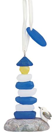 Resin ornament sea glass lighthouse w/ tag