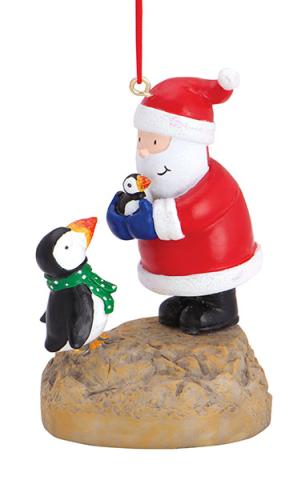 Resin Ornament - Santa holding puffin