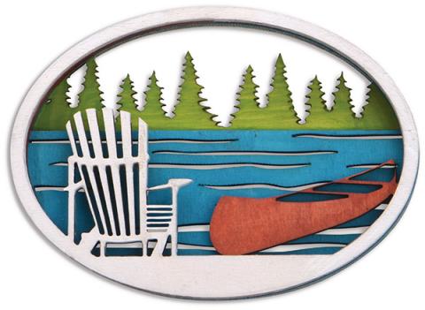 Wooden Magnet Adirondack & Canoe