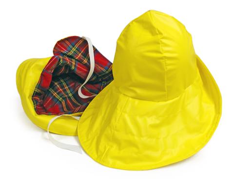 Plaid-lined Yellow Sou'westers