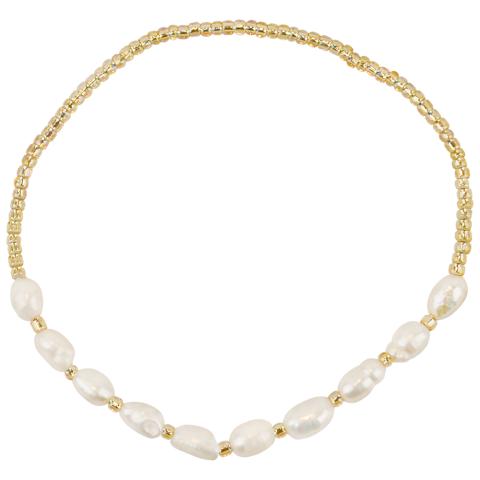114095 Gold Seedbead Rice Pearl Anklet