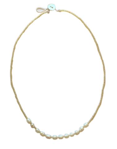 314151 Gold Seedbead Rice Pearl Necklace