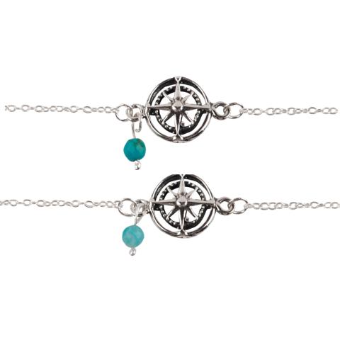 117001 Sterling Compass Stone Anklet