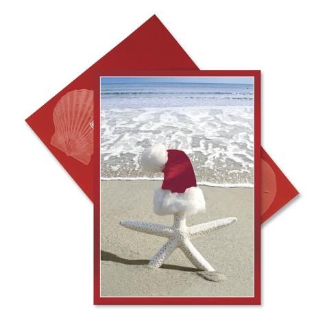 Embellished Christmas Cards - Starfish w/Santa Hat