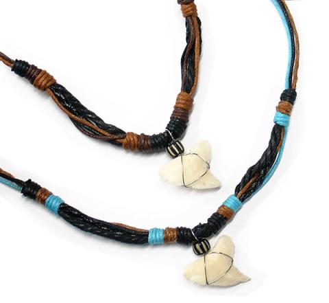 307213 Linen Rope Shark Tooth Necklace