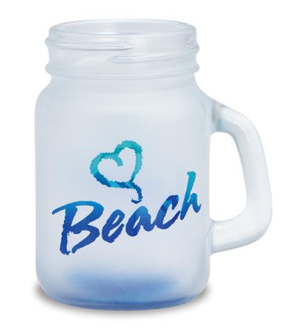 Mini Ball Jar Shot Glass - Heart Beach