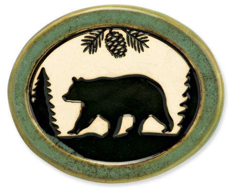 Pottery Disk Magnet - Bear