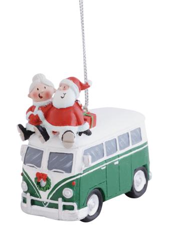 Resin Ornament - Old Style Van w/Santa