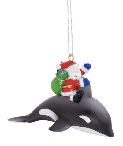 Resin Ornament - Orca w/Santa
