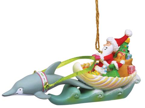 Resin Ornament - Santa in Sleigh Shell