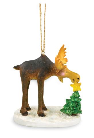 Resin Ornament - Moose & Tree Star