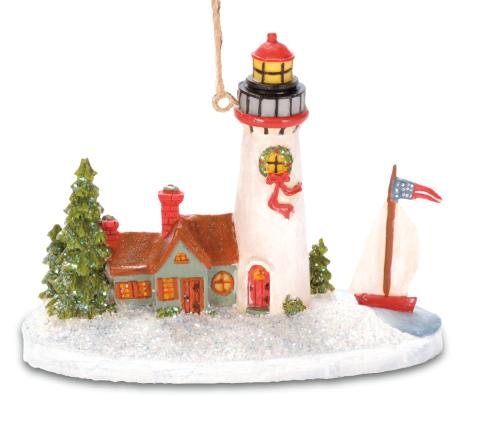 Resin Ornament - Lighthouse w/Sailboat
