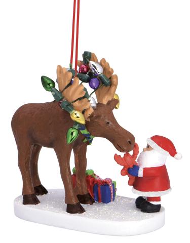 Resin Ornament - Moose Lobster Santa