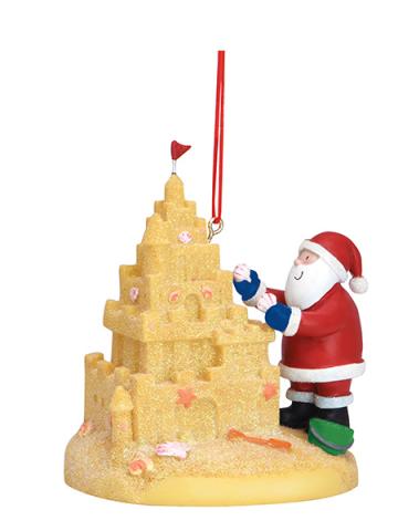Resin Ornament - Santa Building Sandcastle