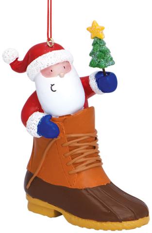 Resin Ornament - Santa in Field Boot