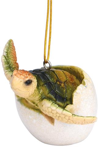 Hi-Gloss Resin Ornament - Baby Turtle Hatching