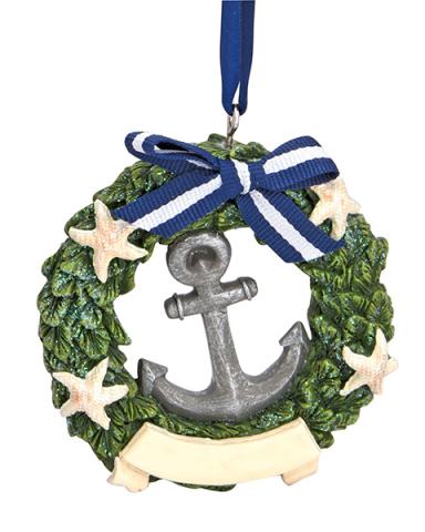 Resin Ornament - Anchor in Wreath