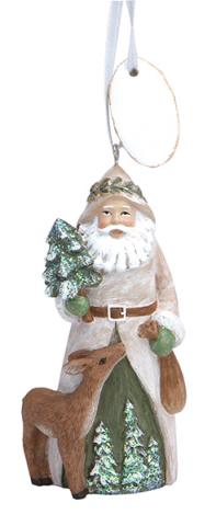 Resin Ornament - Lodge Santa w/Tag
