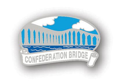 Confederation Bridge Oval Scroll Lapel Pin