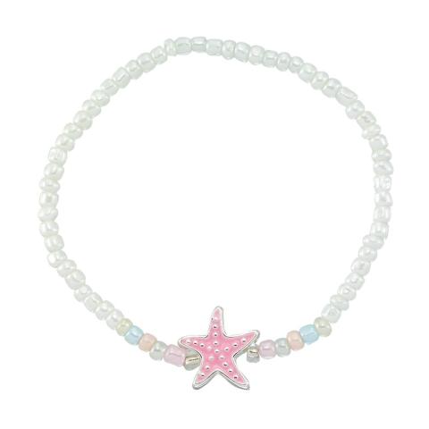 Enamel Starfish Seedbead Stretch Bracelet