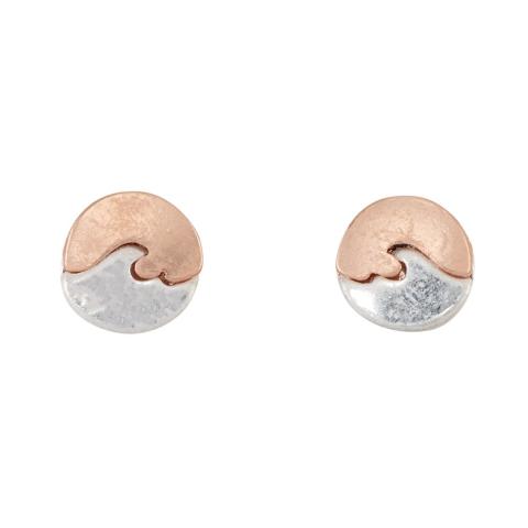 Multi Plated Wave Stud Earrings