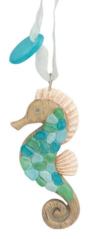 Resin Ornament Sea Glass Seahorse w/ tag