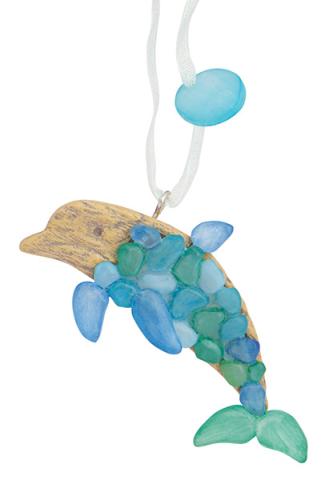Resin Ornament Sea Glass Dolphin w/ tag 