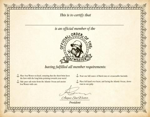 Sou'wester certificate