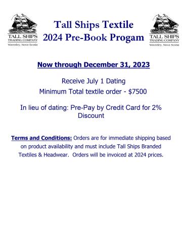 Tall Ships Textiles Booking Program 2024
