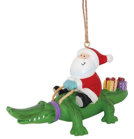 Resin Ornament - Santa on Alligator