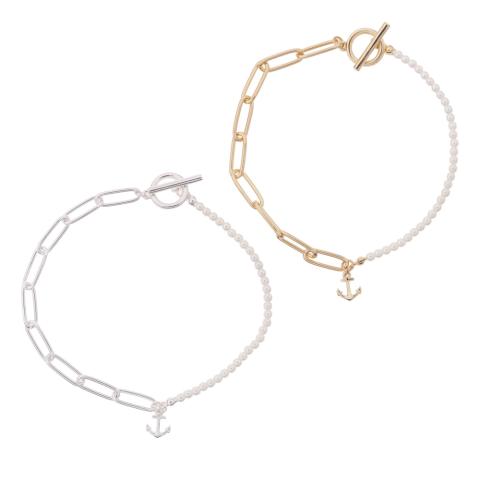 102067 Pearl Link Chain Anchor Anklet
