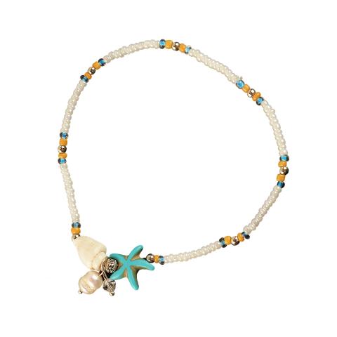 114083 Pearl & Howlite Starfish Anklet