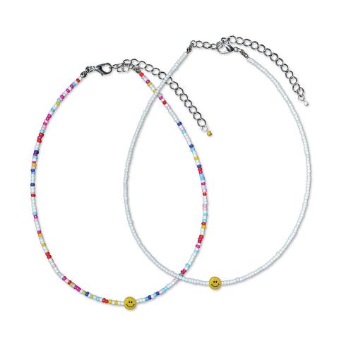 314146 Happy Face Seedbead Necklace