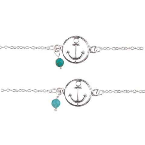 317014 Sterling Anchor Stone Necklace 14"
