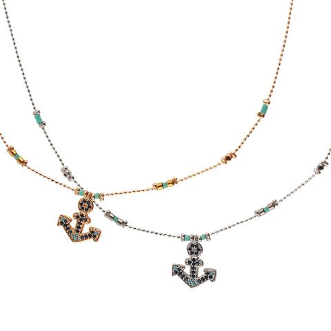 322202 Rhinestone Anchor Necklace