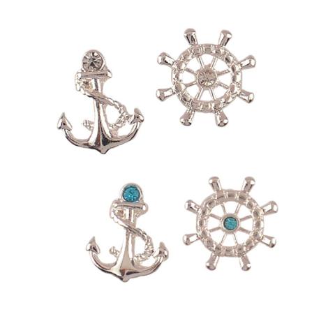 401159 Ship Wheel Anchor Earrings