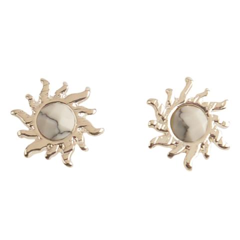 402207 Howlite Sun Stud Earrings