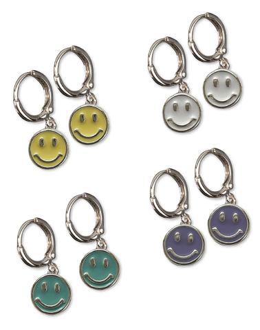 409141 Happy Face Huggie Earrings