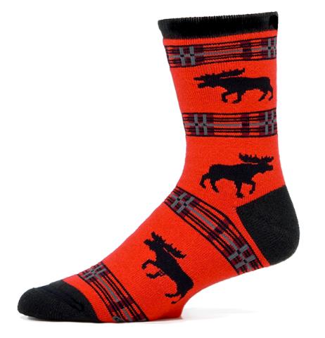 Moose Plaid Socks Adult 10-13