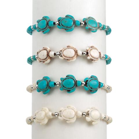 206253 Howlite Sea Turtles Bracelet