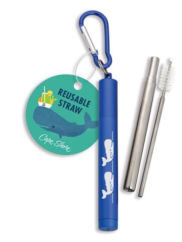 collapsable Straw w/Case - Whale