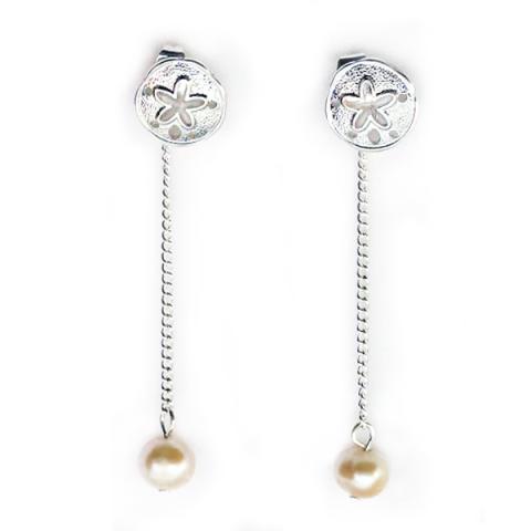 401139 Sand Dollar Drop Pearl Earrings