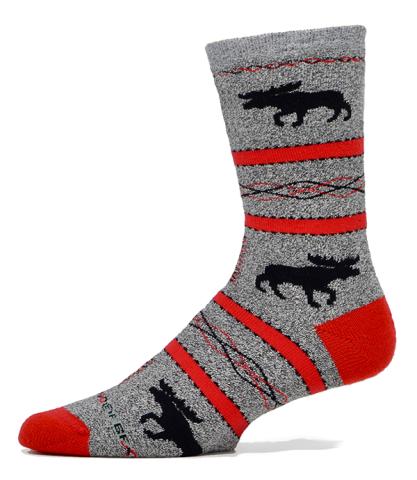 Moose Silhouette Red Socks Adult 10-13