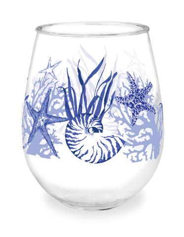 Wine Tumbler - Indigo Shells