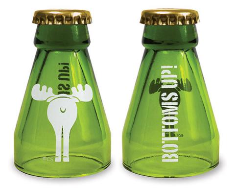 Shot Beer Bottle Glass - Bottoms Up Moose