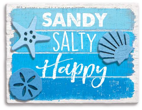 Handcrafted Wooden Magnet - Sandy Salty Happy