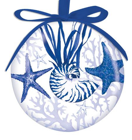 Ball Ornament - Indigo Shells