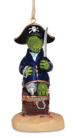 Resin Ornament - Pirate Gator on Treasure Chest