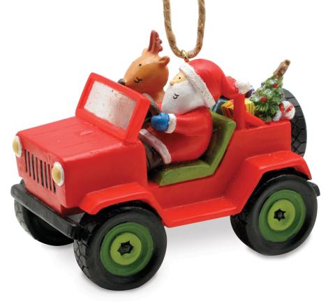 Resin Ornament - Santa in Jeep